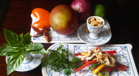 Sean's favorite summer lunch: Thai mango salad with chicken and shrimp