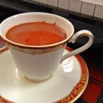 Dark hot chocolate spiked with red chili
