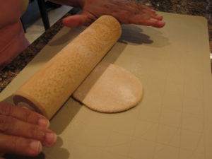 Rolling dough for whole wheat chapatis
