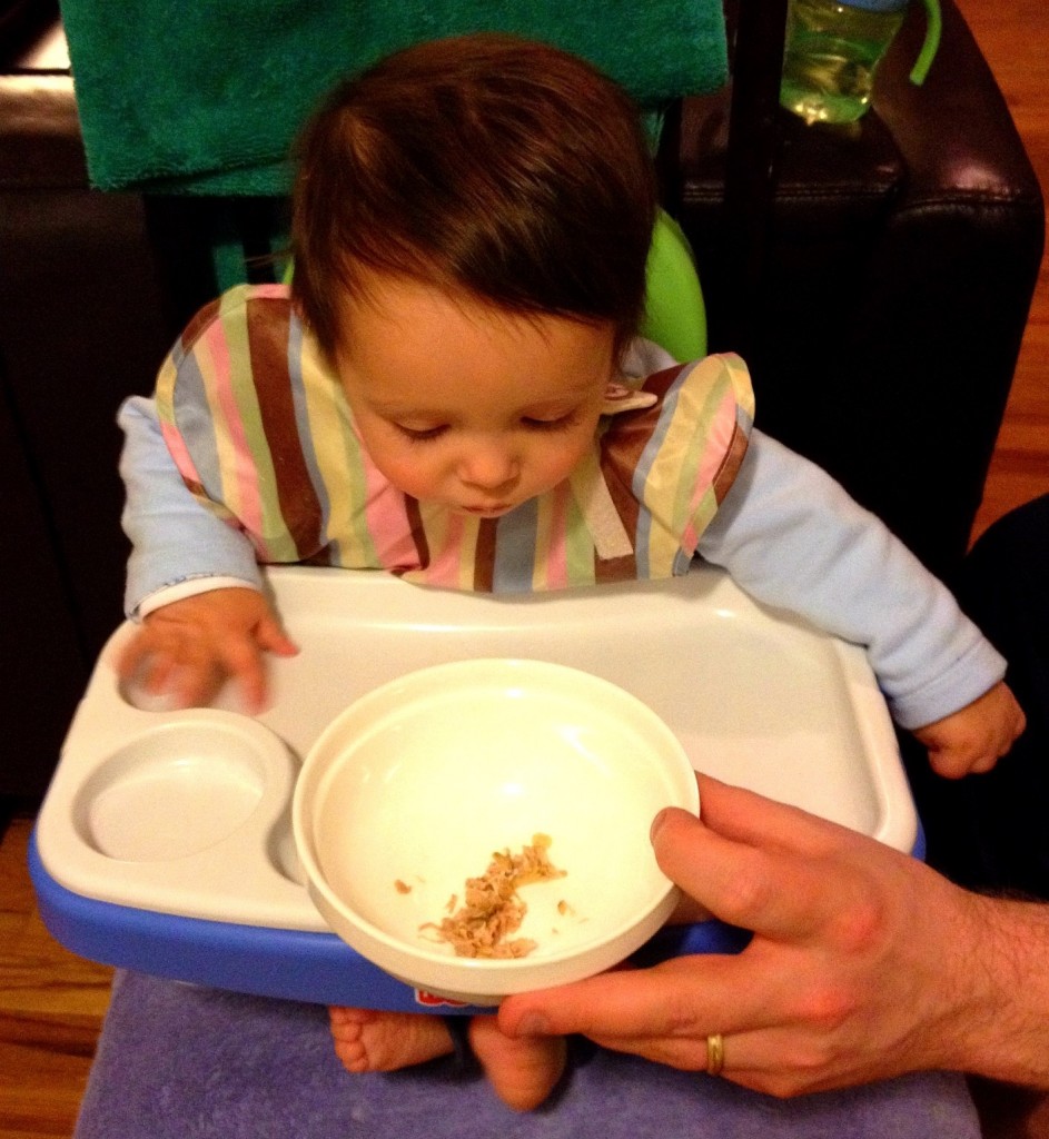 My 9-month old baby eating Daddy's Chicken Curry for the first time