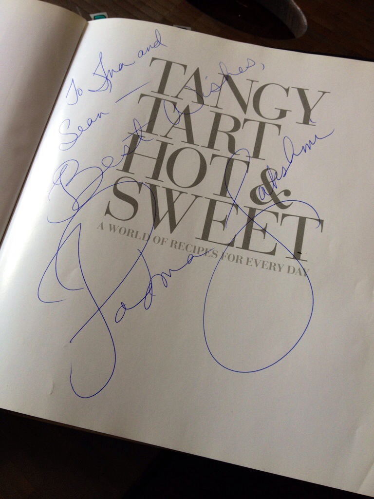 My copy of Tangy, Tart, Hot & Sweet signed by Padma Lakshmi