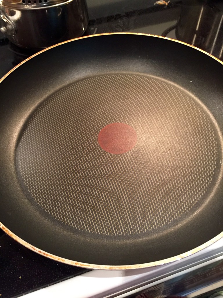 Cold and unheated nonstick skillet