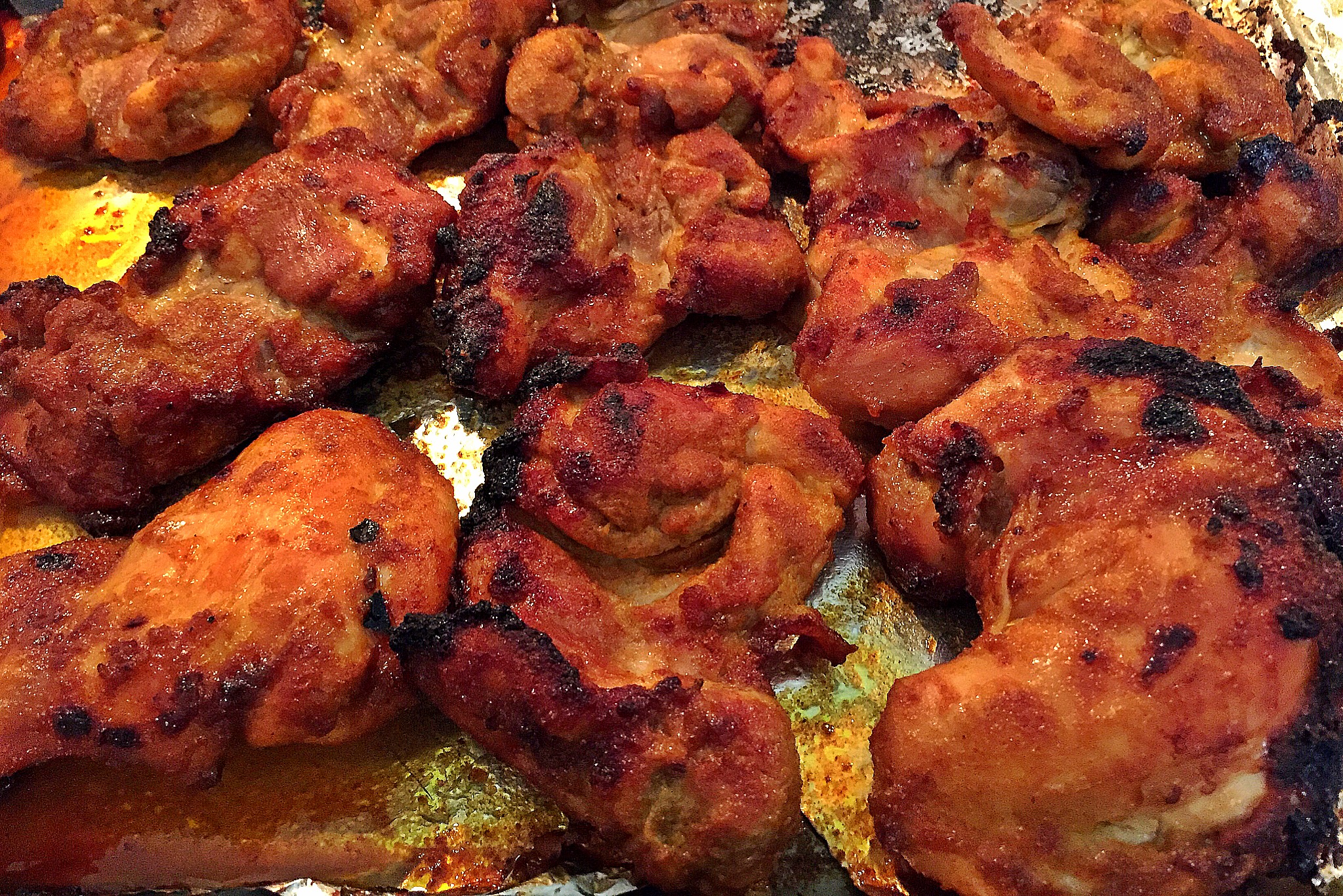 Spicy Honey-Brushed Curried Chicken Thighs