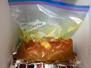 Freezer bag of Indian chicken curry