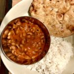 Getting dinner on the table in 20 min = Black-eyed peas curry, basmati rice, and multigrain naan